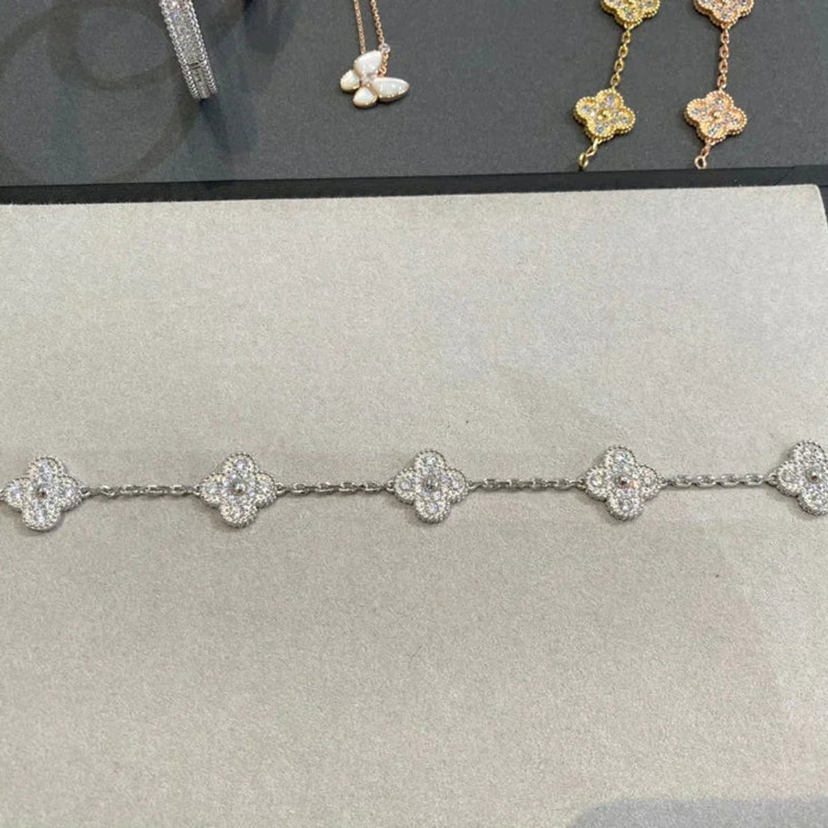 [⭐Maelin] CLOVER 5 MOTIF FULL DIAMOND BRACELET COLLECTION