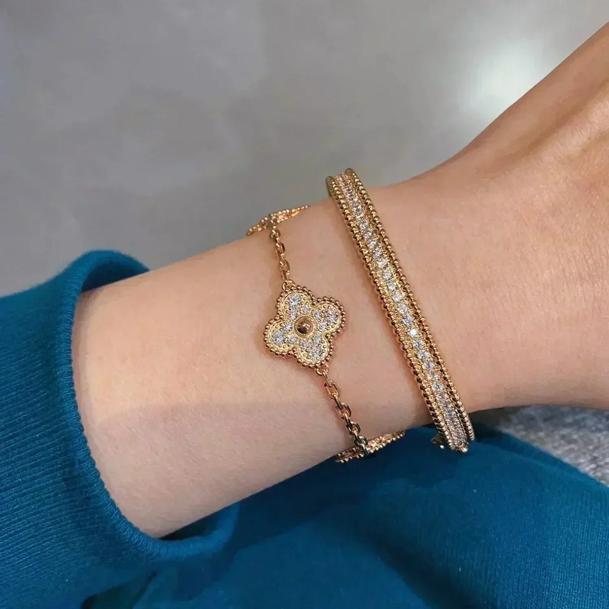 [⭐Maelin] CLOVER 5 MOTIF FULL DIAMOND BRACELET COLLECTION