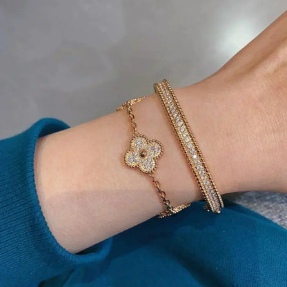 [⭐Maelin] CLOVER 5 MOTIF FULL DIAMOND BRACELET COLLECTION