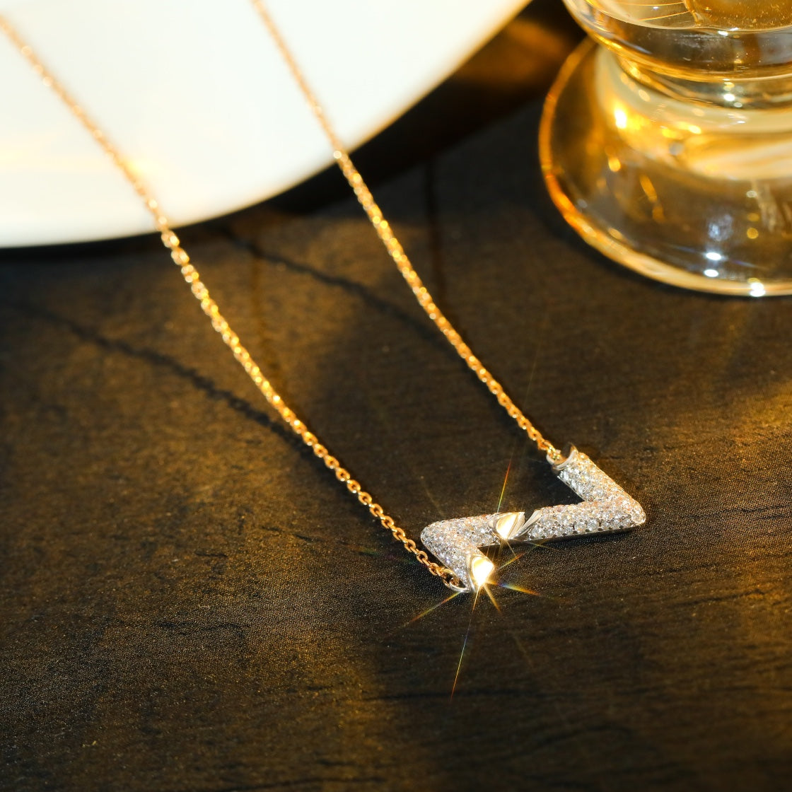 [⭐Maelin]VOLT SILVER DIAMOND PEDANT NECKLACE