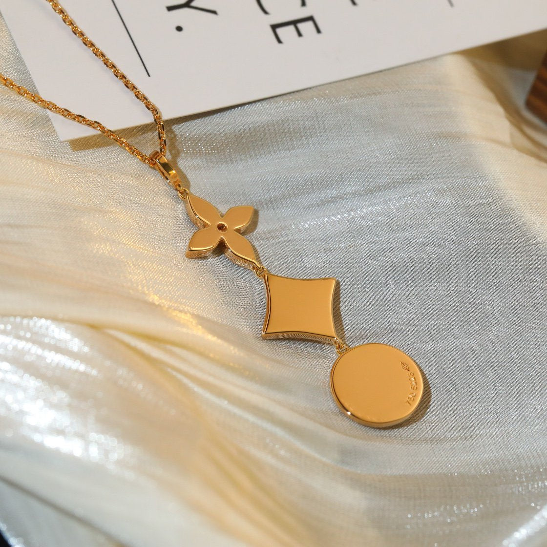 [⭐Maelin]STAR AND SUN DIAMOND PINK GOLD NECKLACE