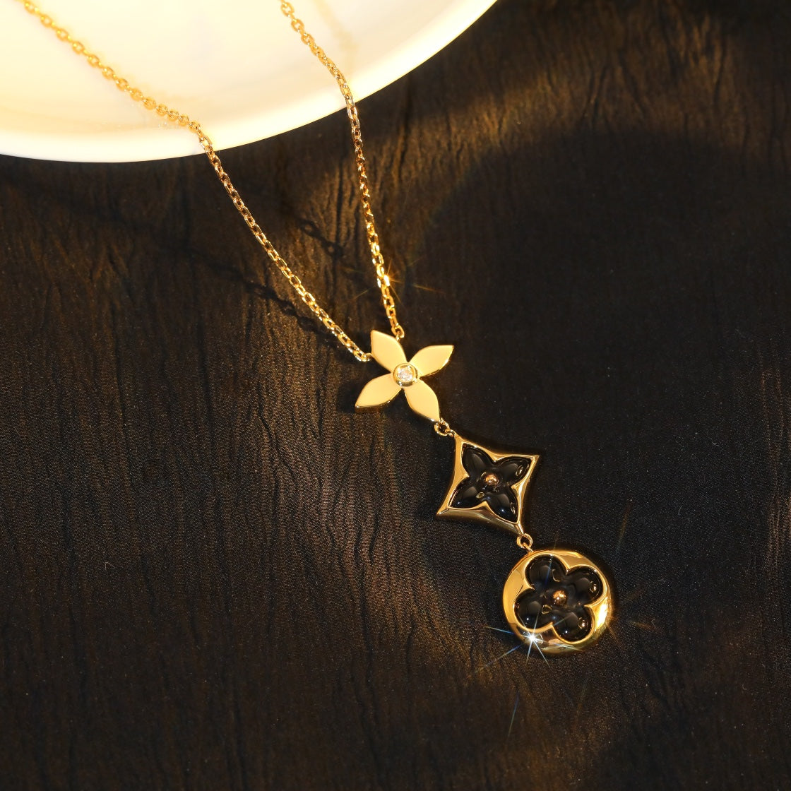 [⭐Maelin]STAR AND SUN ONYX PINK GOLD NECKLACE