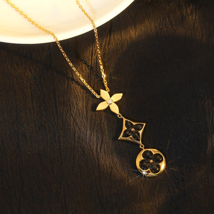 [⭐Maelin]STAR AND SUN ONYX PINK GOLD NECKLACE