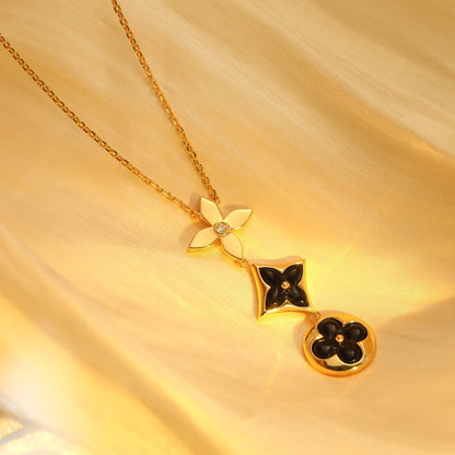 [⭐Maelin]STAR AND SUN ONYX PINK GOLD NECKLACE