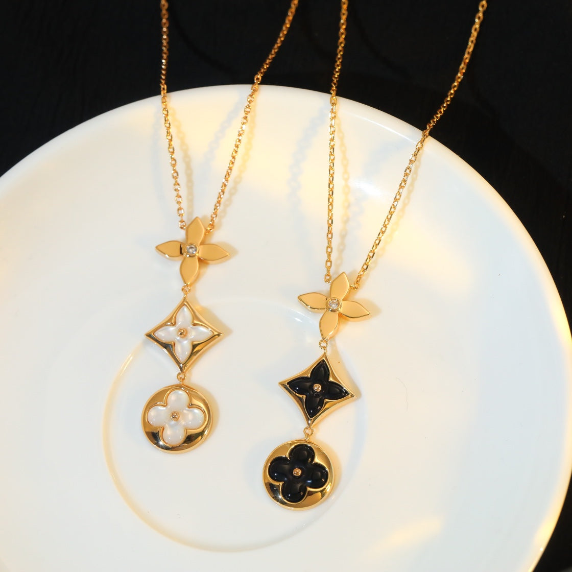 [⭐Maelin]STAR AND SUN ONYX PINK GOLD NECKLACE