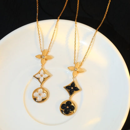 [⭐Maelin]STAR AND SUN ONYX PINK GOLD NECKLACE
