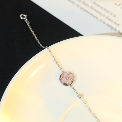 [⭐Maelin]SUN MOTIF PINK MOP SILVER BRACELET