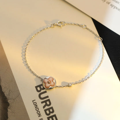 [⭐Maelin]SUN MOTIF PINK MOP SILVER BRACELET