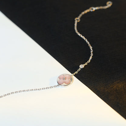 [⭐Maelin]SUN MOTIF PINK MOP SILVER BRACELET
