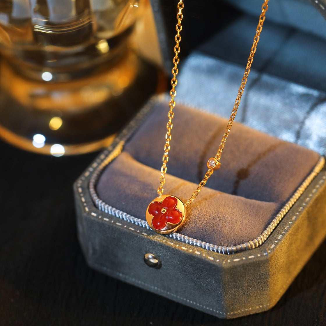 [⭐Maelin]SUN PEDANT PINK GOLD 1 DIAMOND NECKLACE