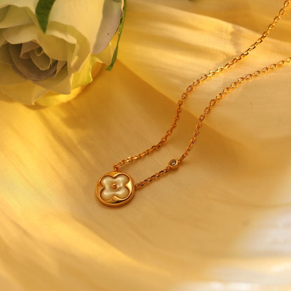 [⭐Maelin]SUN PEDANT PINK GOLD 1 DIAMOND NECKLACE