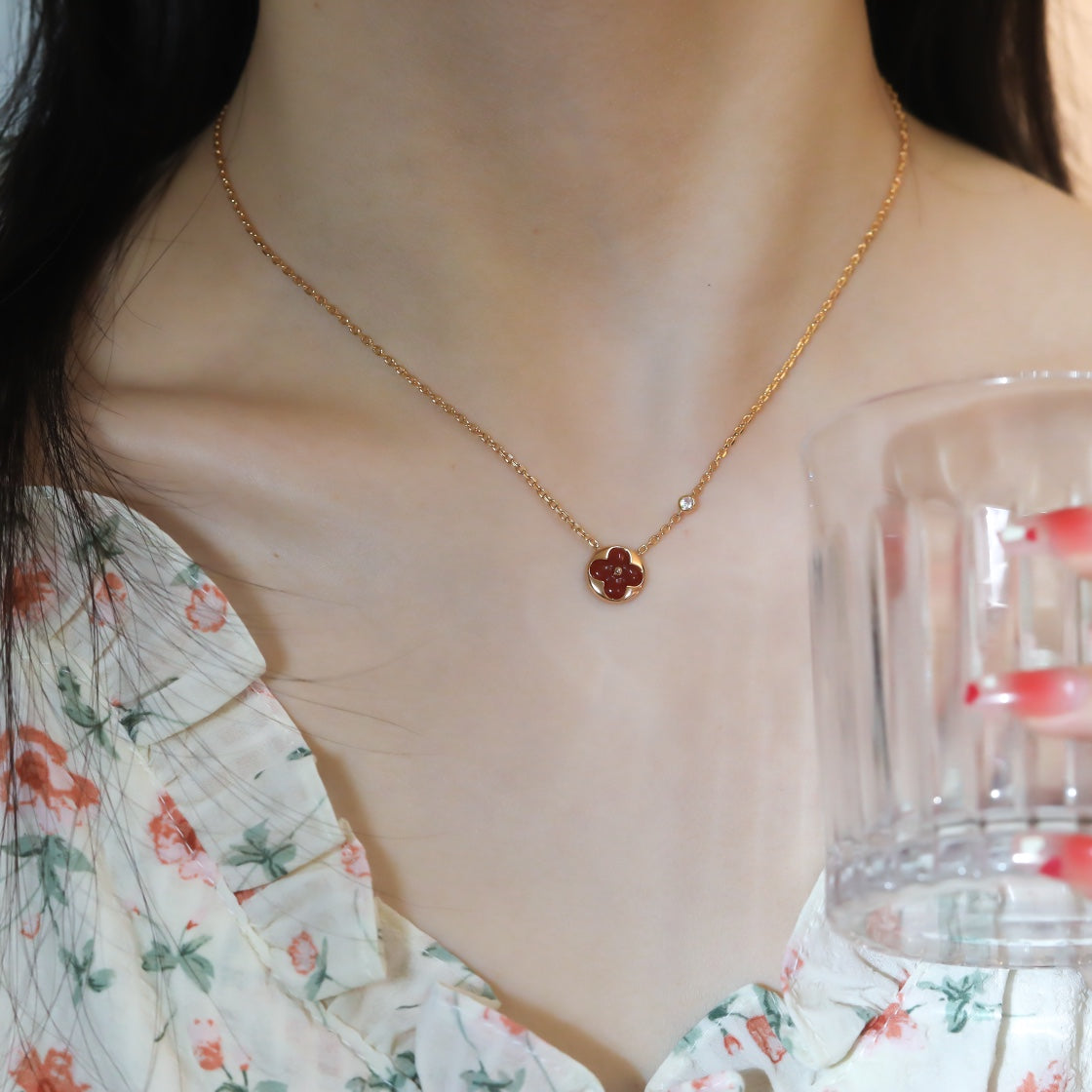 [⭐Maelin]SUN PEDANT PINK GOLD 1 DIAMOND NECKLACE