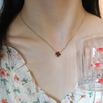[⭐Maelin]SUN PEDANT PINK GOLD 1 DIAMOND NECKLACE