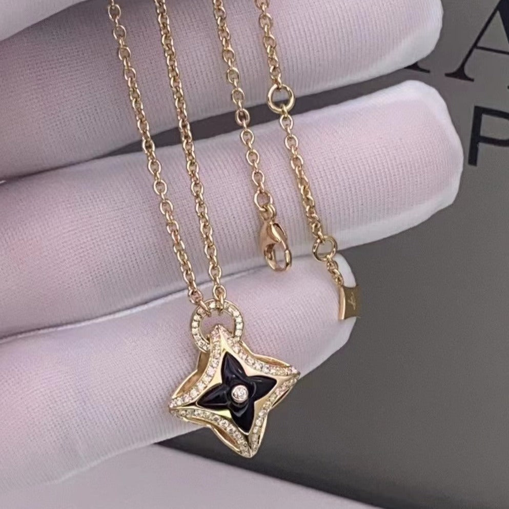 [⭐Maelin]STAR PEDANT PINK GOLD DIAMOND NECKLACE