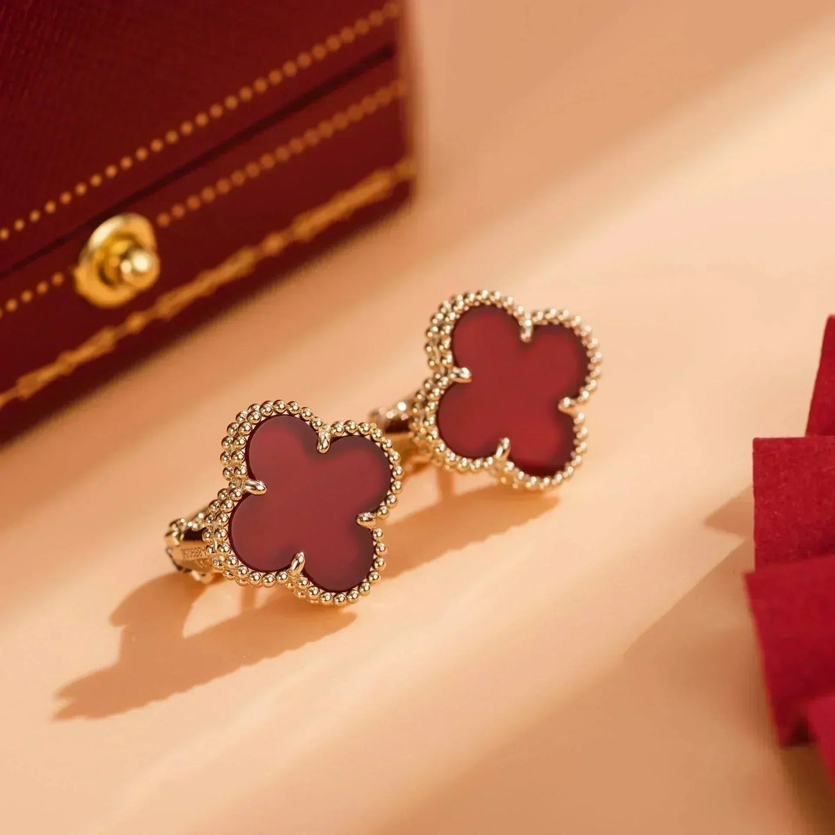 [⭐Maelin]CLOVER MEDIUM 1 MOTIFS CARNELIAN  EARRINGS
