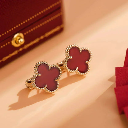 [⭐Maelin]CLOVER MEDIUM 1 MOTIFS CARNELIAN  EARRINGS