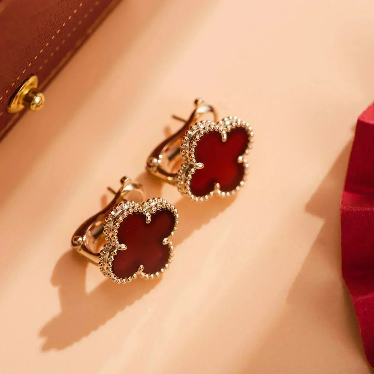 [⭐Maelin]CLOVER MEDIUM 1 MOTIFS CARNELIAN  EARRINGS