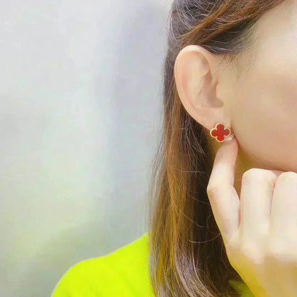 [⭐Maelin]CLOVER MEDIUM 1 MOTIFS CARNELIAN  EARRINGS