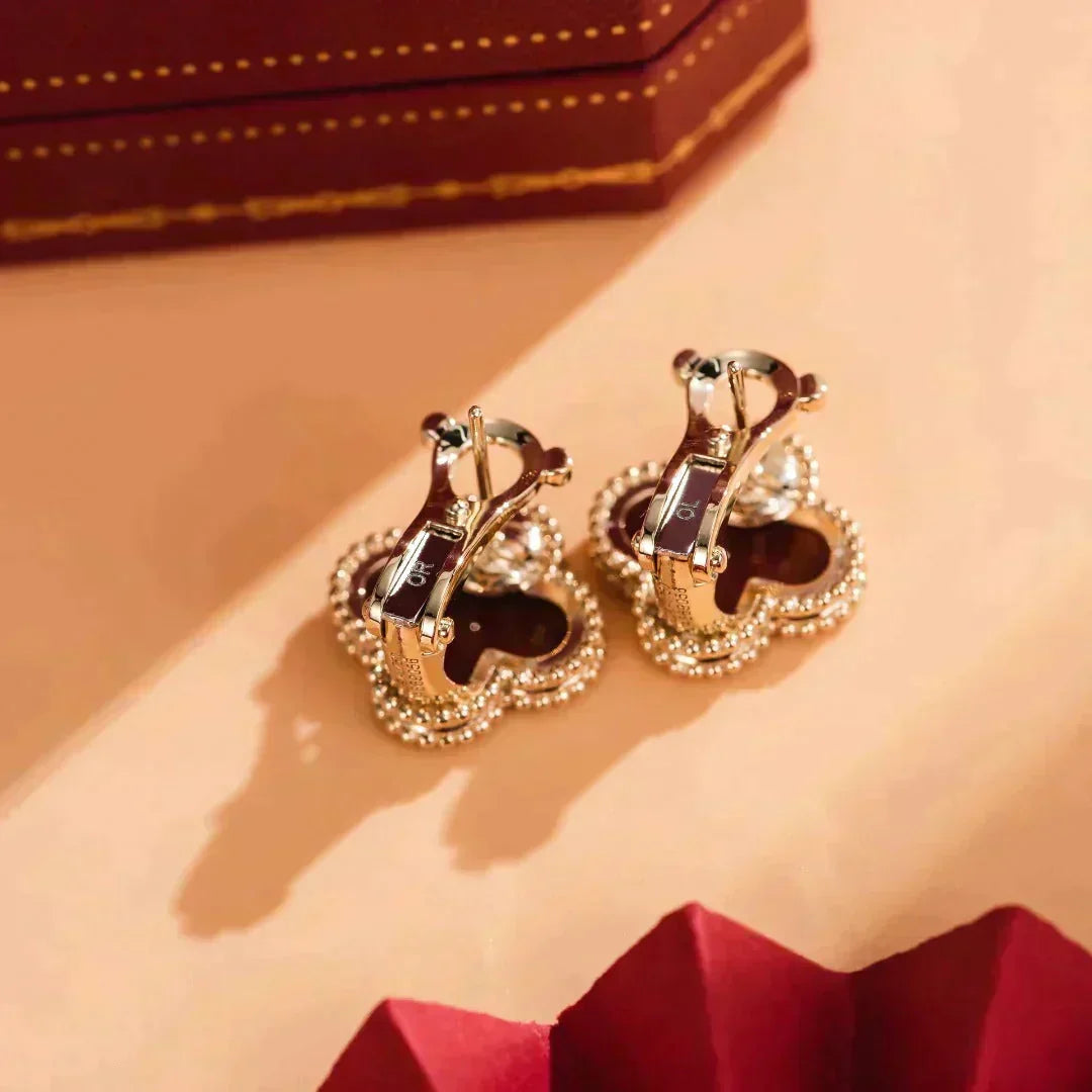 [⭐Maelin]CLOVER MEDIUM 1 MOTIFS CARNELIAN  EARRINGS