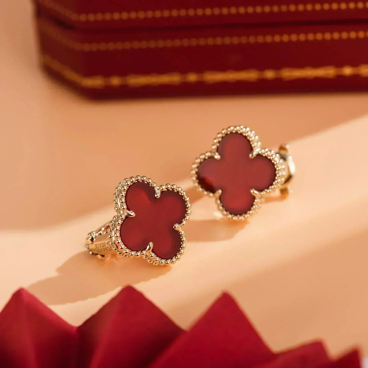 [⭐Maelin]CLOVER MEDIUM 1 MOTIFS CARNELIAN  EARRINGS
