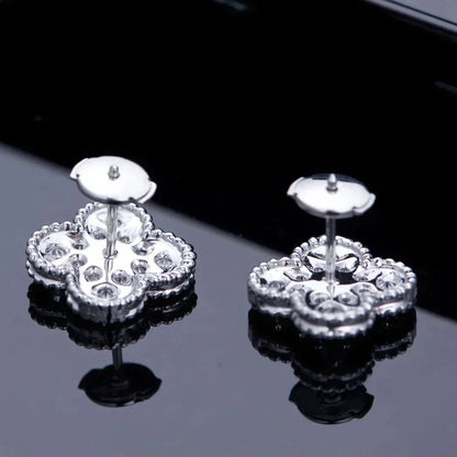 [⭐Maelin]CLOVER 1 MOTIFS DIAMOND STUD EARRINGS SILVER