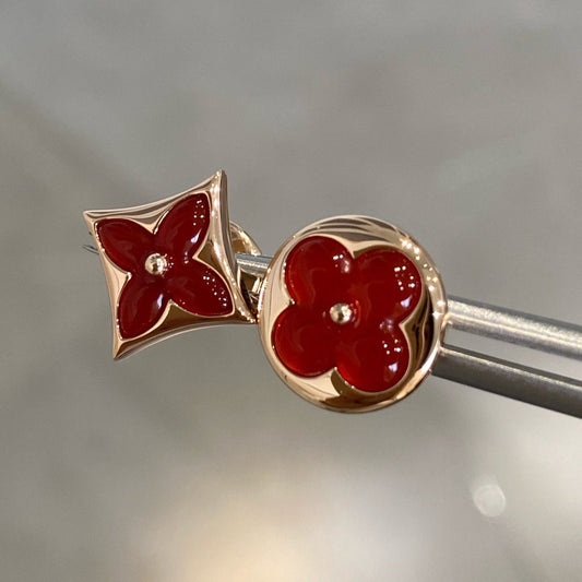 [⭐Maelin]STAR AND SUN PINK GOLD CARNELIAN STUD EARRINGS