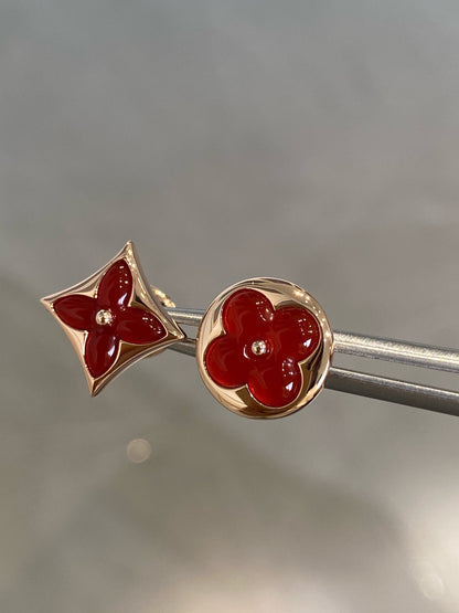 [⭐Maelin]STAR AND SUN PINK GOLD CARNELIAN STUD EARRINGS