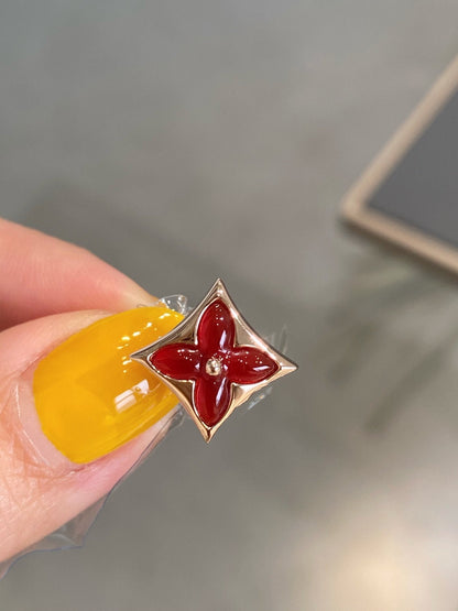 [⭐Maelin]STAR AND SUN PINK GOLD CARNELIAN STUD EARRINGS