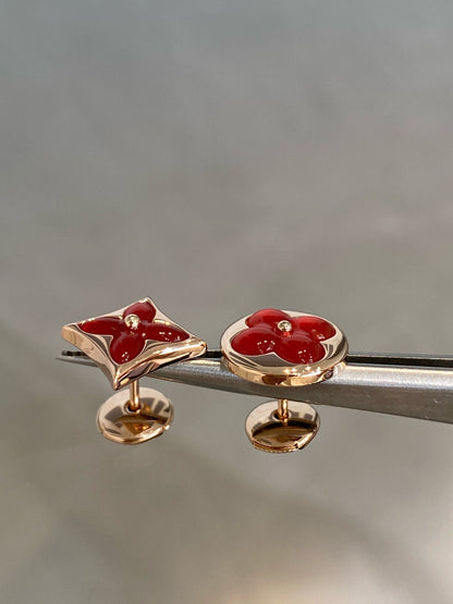 [⭐Maelin]STAR AND SUN PINK GOLD CARNELIAN STUD EARRINGS
