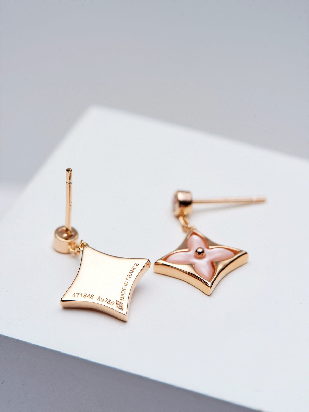 [⭐Maelin]DOUBLE STAR PINK GOLD MOP DROP EARRINGS