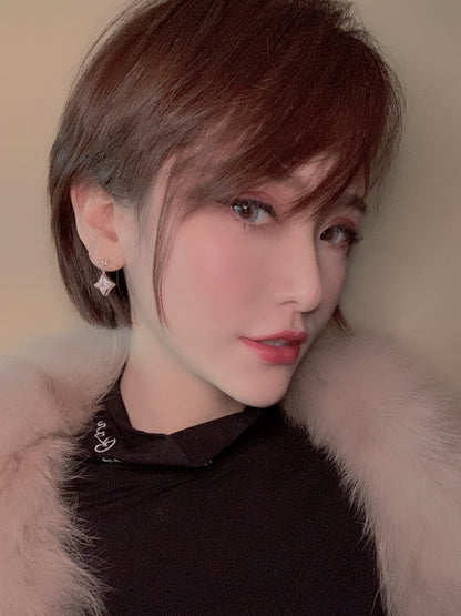 [⭐Maelin]DOUBLE STAR PINK GOLD MOP DROP EARRINGS