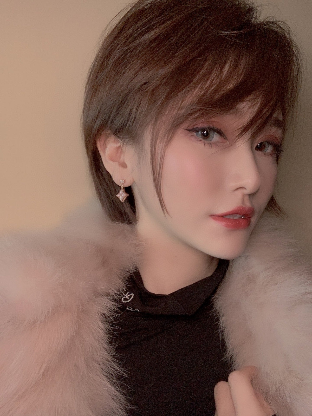 [⭐Maelin]DOUBLE STAR PINK GOLD MOP DROP EARRINGS