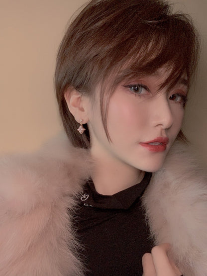 [⭐Maelin]DOUBLE STAR PINK GOLD MOP DROP EARRINGS