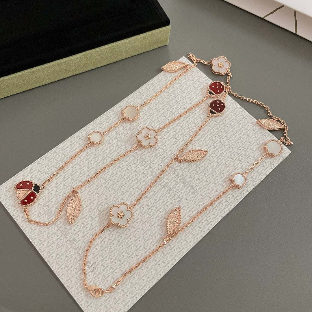 [⭐Maelin]LUCKY SPRING 15 MOTIFS ROSE GOLD NECKLACE