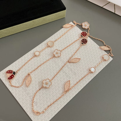 [⭐Maelin]LUCKY SPRING 15 MOTIFS ROSE GOLD NECKLACE
