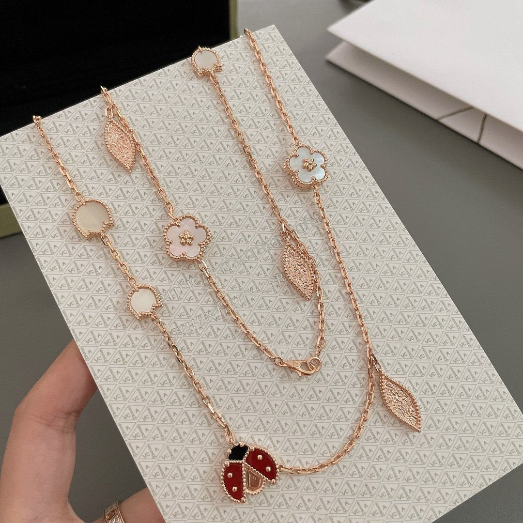 [⭐Maelin]LUCKY SPRING 15 MOTIFS ROSE GOLD NECKLACE