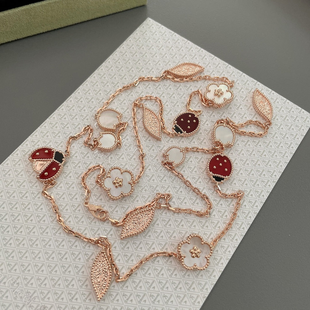 [⭐Maelin]LUCKY SPRING 15 MOTIFS ROSE GOLD NECKLACE
