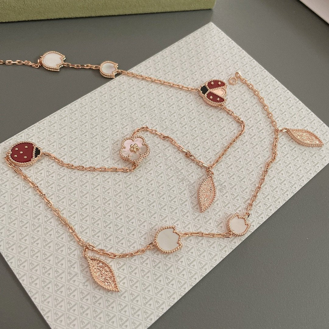 [⭐Maelin]LUCKY SPRING 15 MOTIFS ROSE GOLD NECKLACE