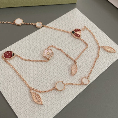 [⭐Maelin]LUCKY SPRING 15 MOTIFS ROSE GOLD NECKLACE