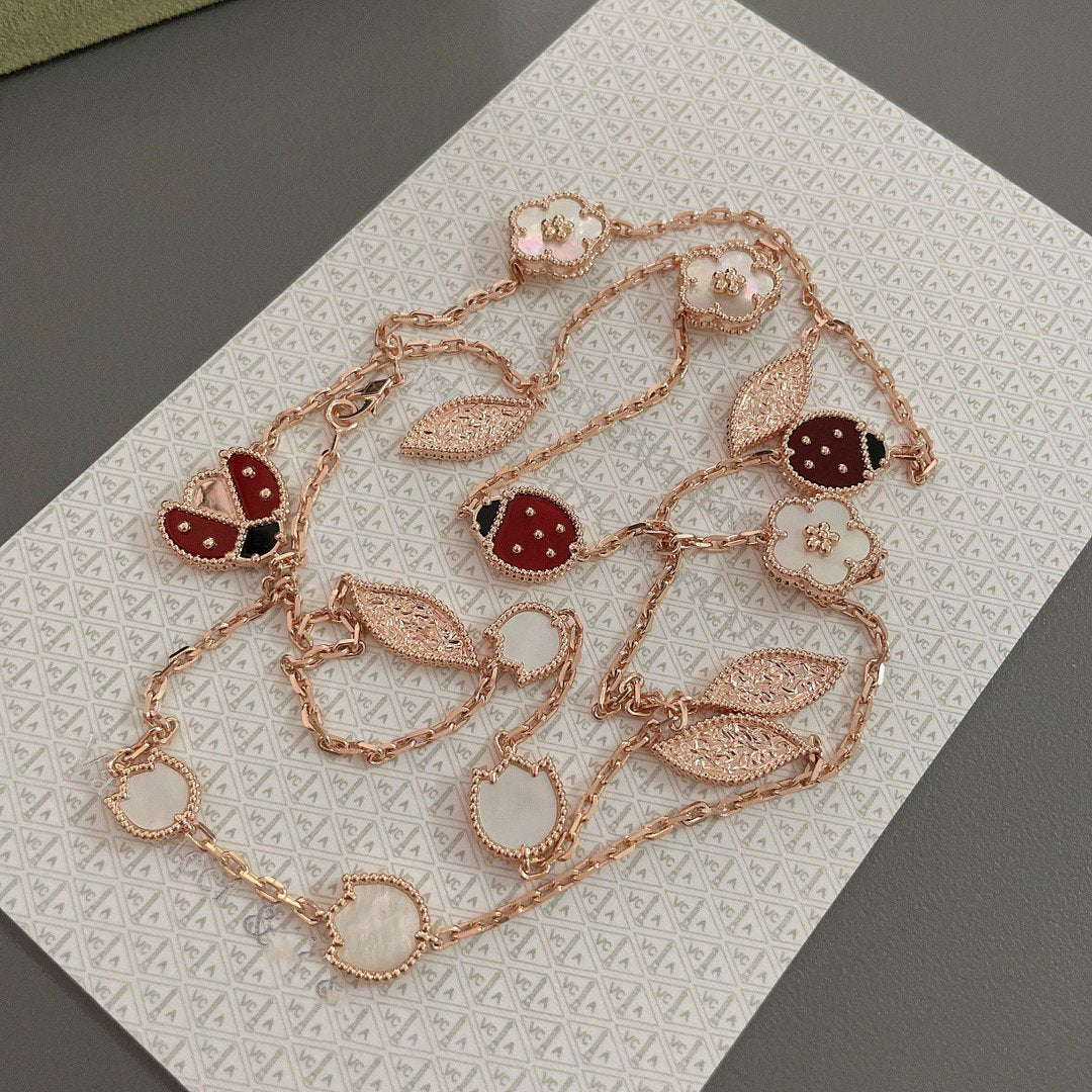 [⭐Maelin]LUCKY SPRING 15 MOTIFS ROSE GOLD NECKLACE