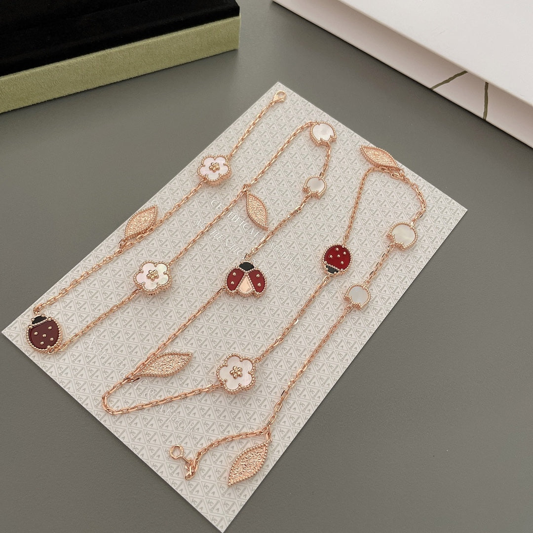 [⭐Maelin]LUCKY SPRING 15 MOTIFS ROSE GOLD NECKLACE