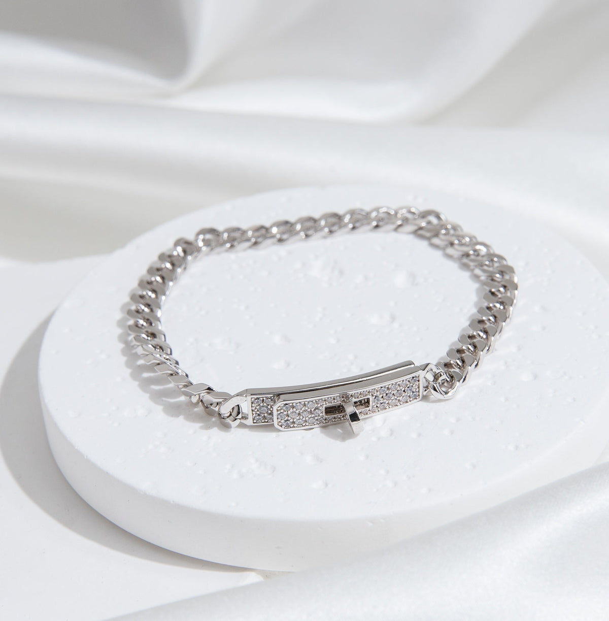 [⭐Maelin]KELLY CHAIN SILVER DIAMOND BRACELET