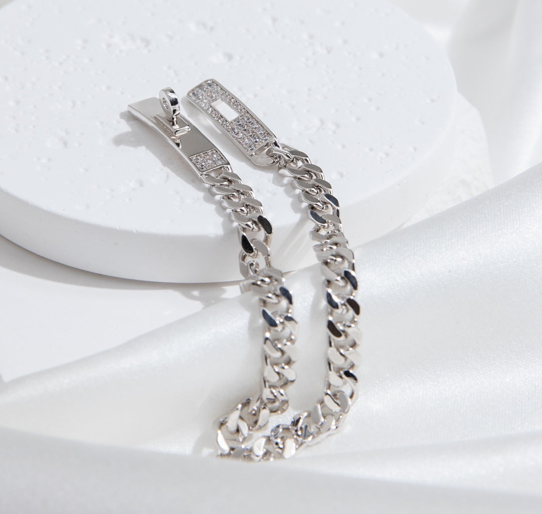 [⭐Maelin]KELLY CHAIN SILVER DIAMOND BRACELET