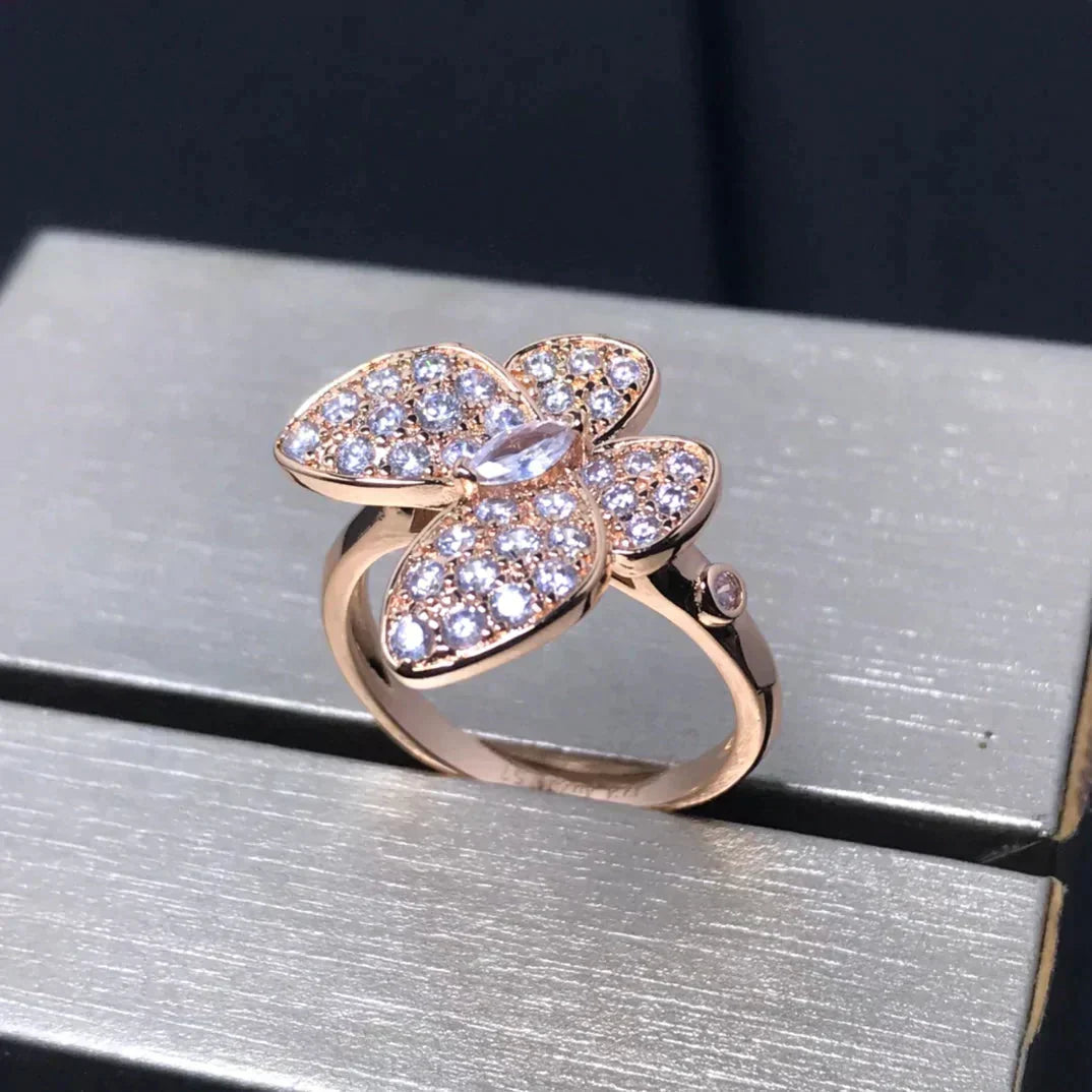 [⭐Maelin]BUTTERFLY PINK GOLD DIAMOND RING