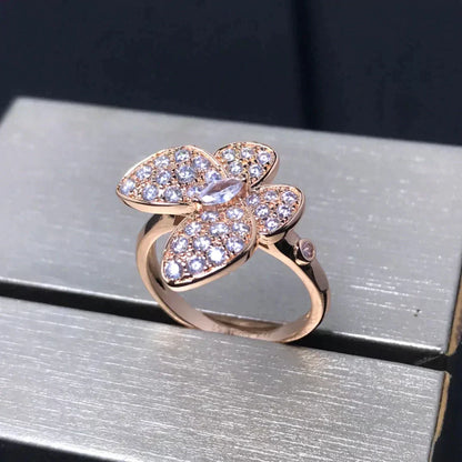 [⭐Maelin]BUTTERFLY PINK GOLD DIAMOND RING