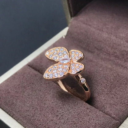 [⭐Maelin]BUTTERFLY PINK GOLD DIAMOND RING