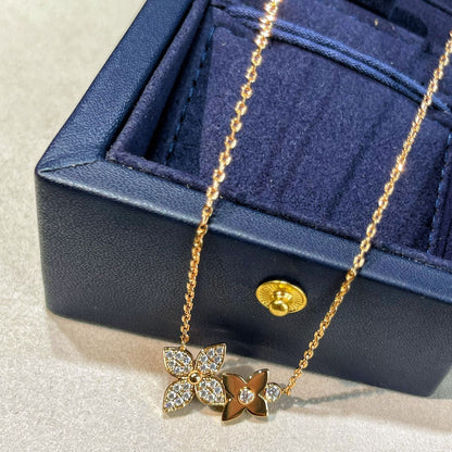 [⭐Maelin]STAR BLOSSOM NECKLACE PINK GOLD DIAMONDS