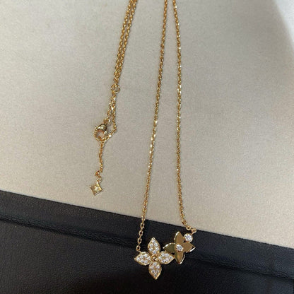 [⭐Maelin]STAR BLOSSOM NECKLACE PINK GOLD DIAMONDS