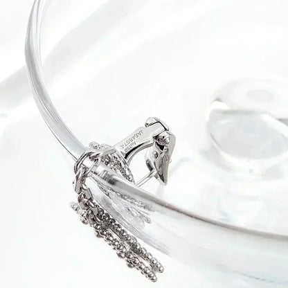 [⭐Maelin]CLOVER 2 MOTIFS  DIAMOND ONYX EARRINGS SILVER