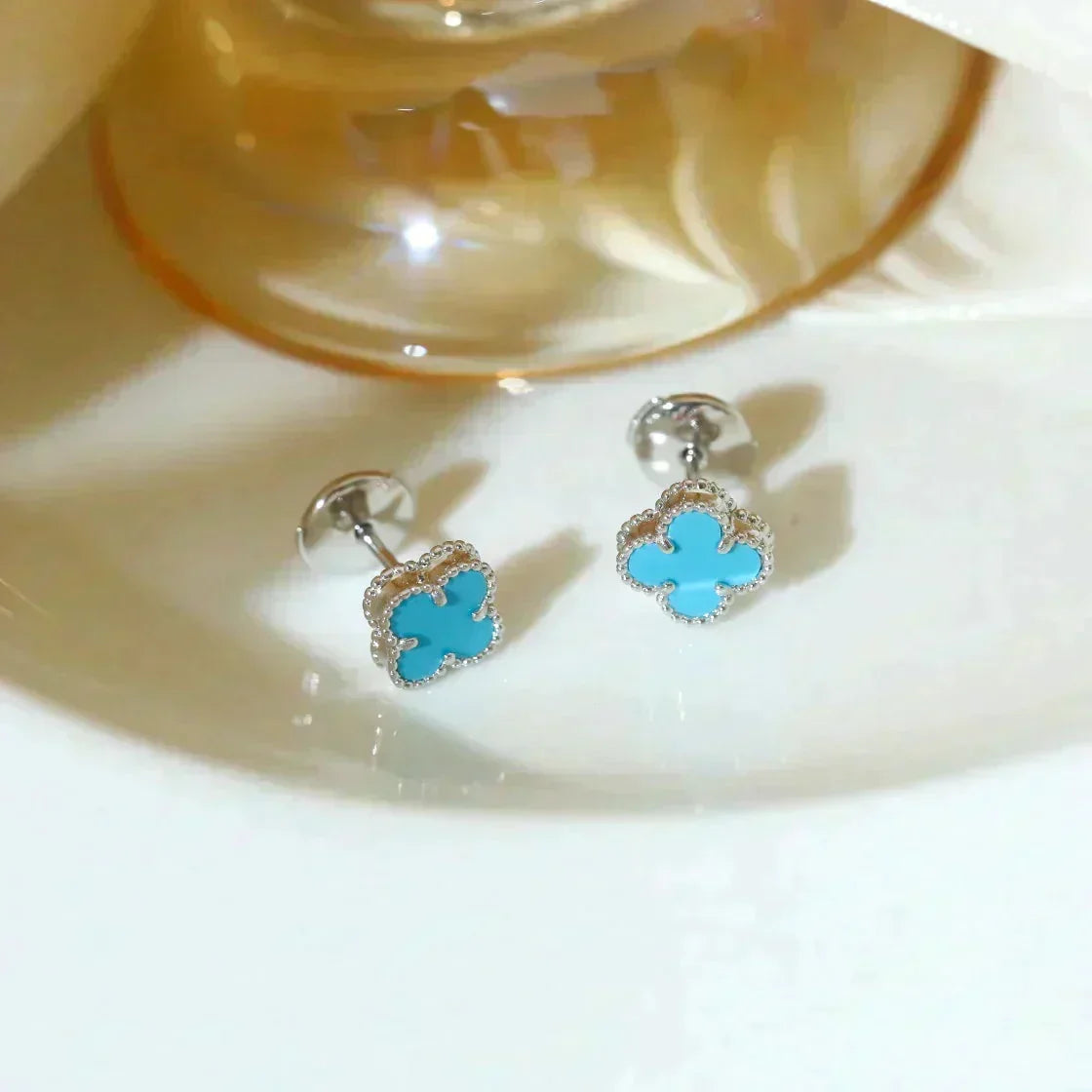 [⭐Maelin]CLOVER MINI 9.5MM ONYX STUD EARRINGS SILVER